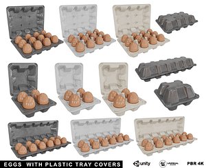 3D model Egg  With Plastic Tray Covers Pack