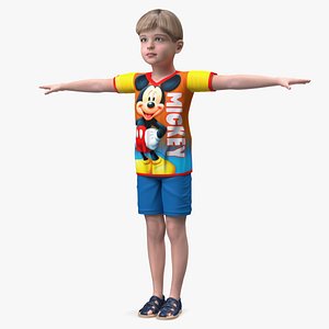 Realistic Child Boy T-Pose
