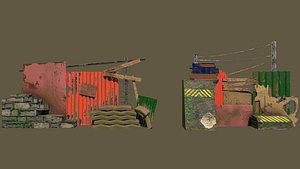 Low poly apocalypse stylized fences