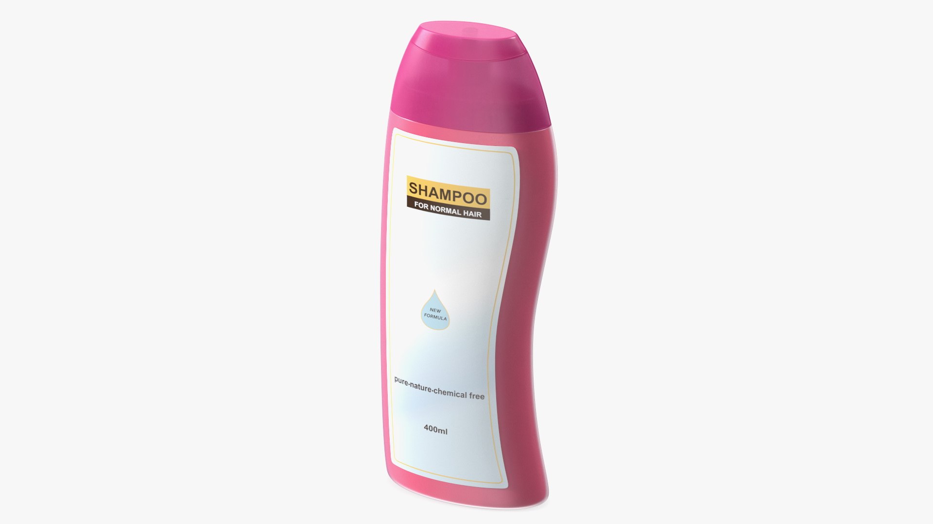 Shampoo Bottle Curved Shape Pink 400ml 3D model preview