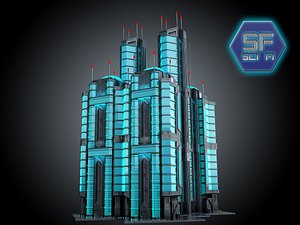 3d sci fi futuristic building model