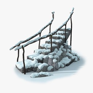 3d model stepladder rock snow