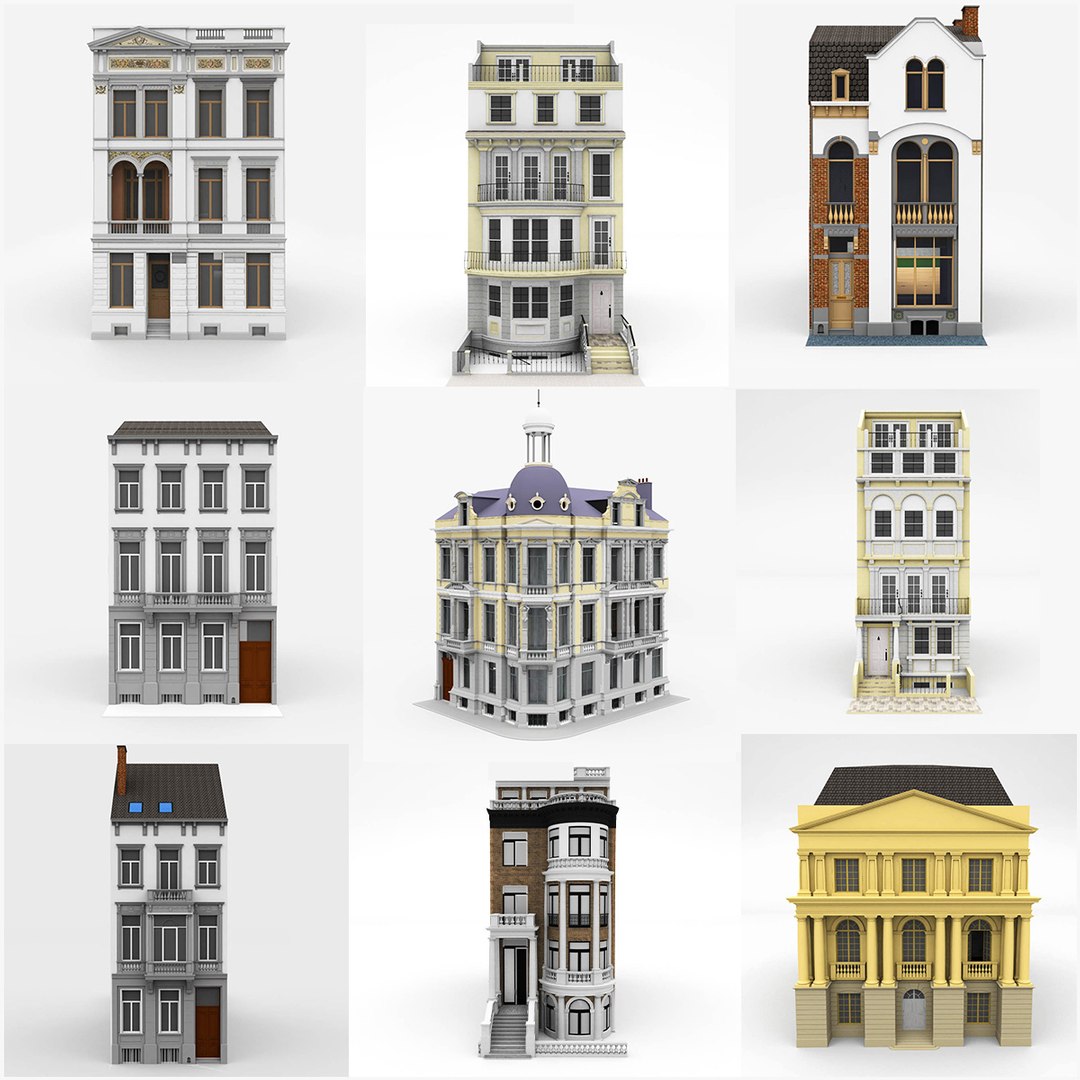 9 Historical Townhouses Bundle Collection model - TurboSquid 1991281