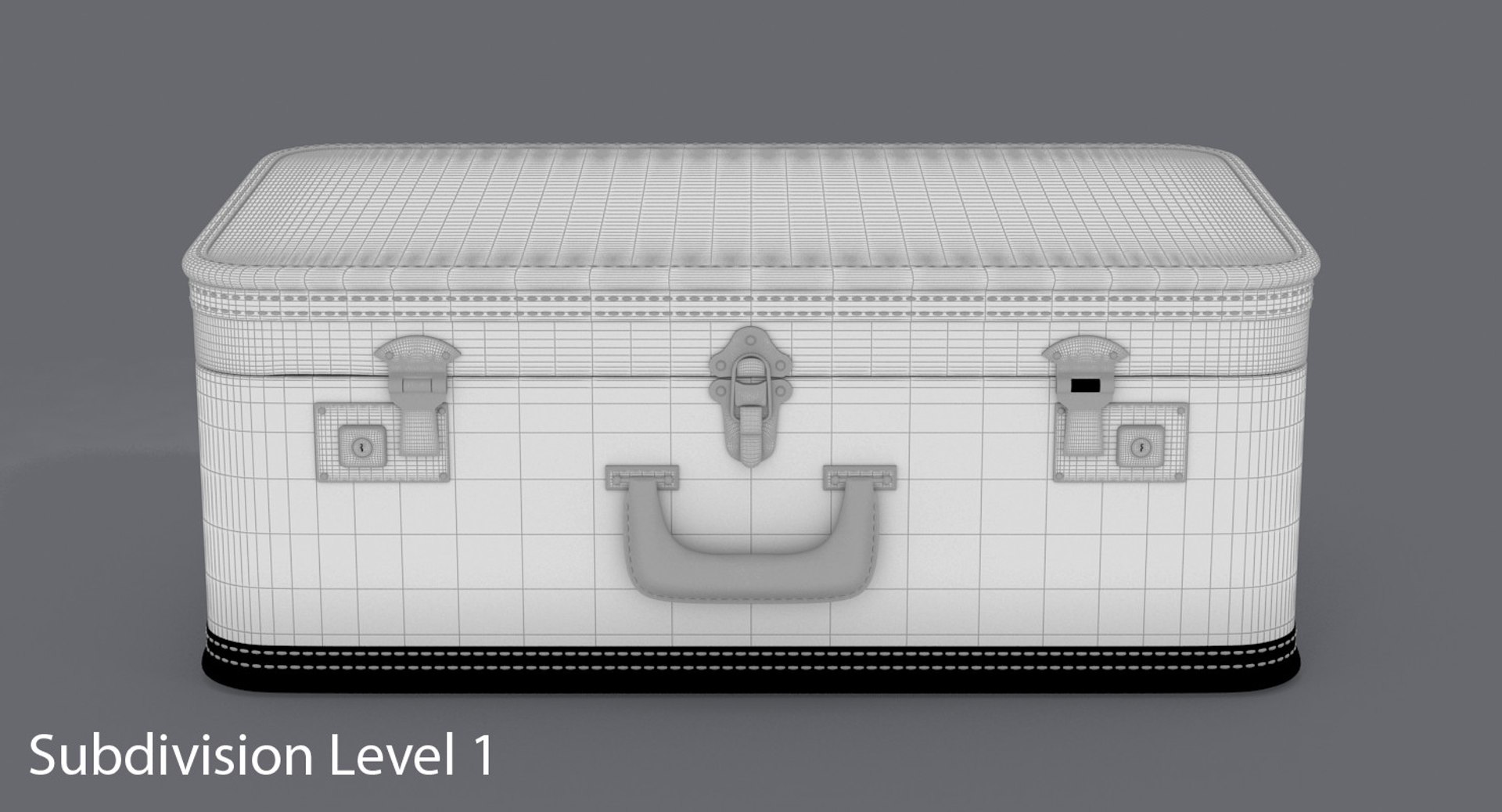3d model of medium vintage suitcase