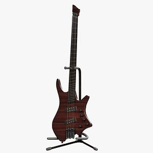 3D Strandberg Boden Red Wood Bass Guitar PBR model
