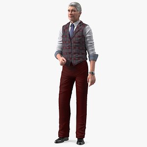 Elderly Man Casual Wear Standing Pose