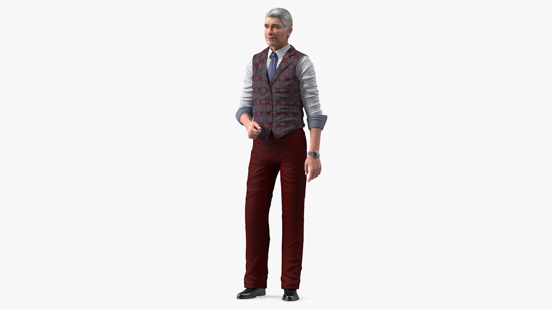 Elderly Man Casual Wear Standing Pose 3D model preview