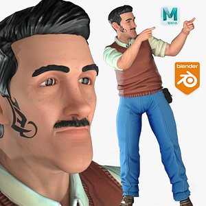3D Cartoon Rigged Gentleman-Roy Character 3D Model