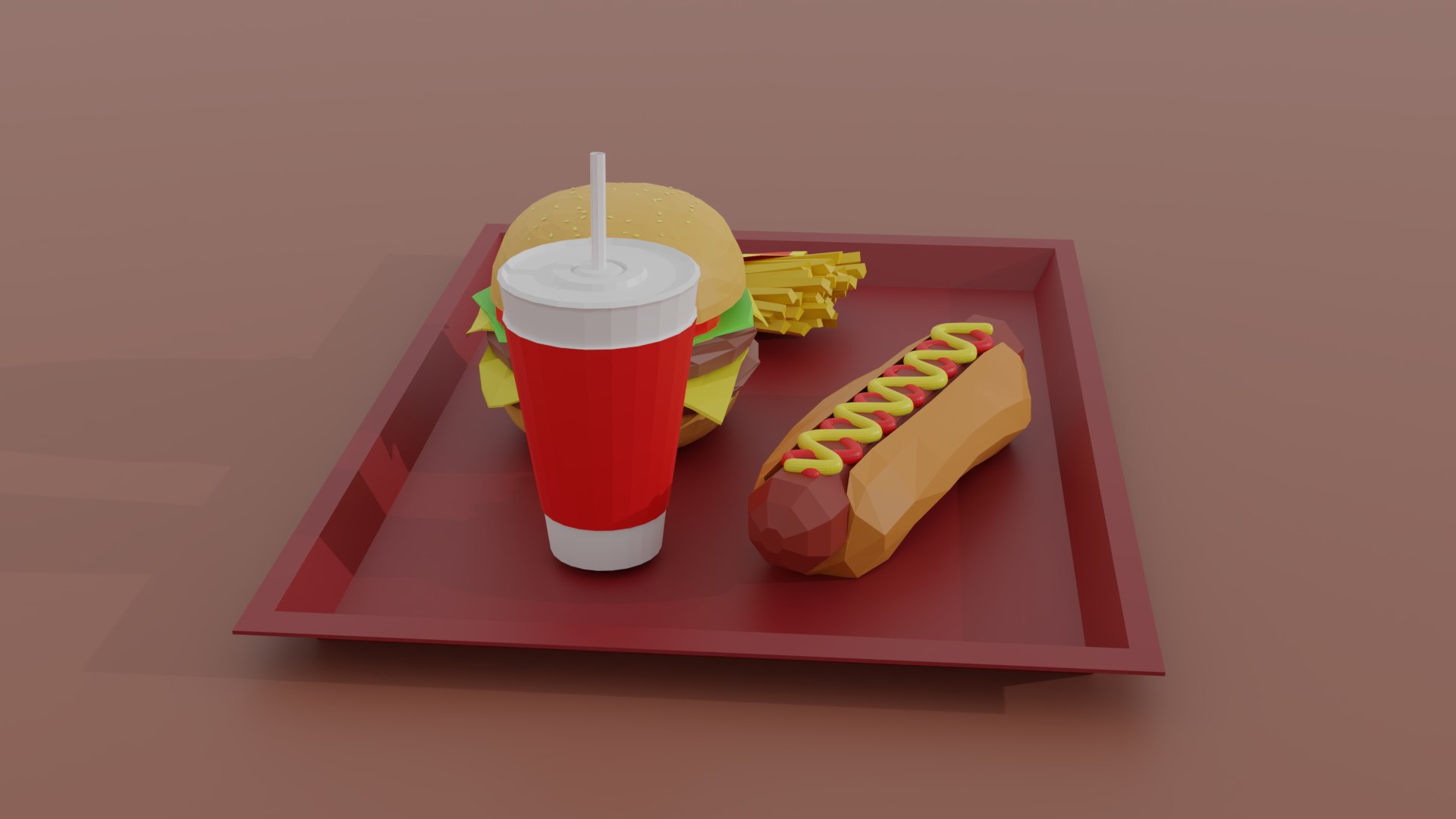 Fastfood Burger Hotdog Fries 3D Model - TurboSquid 1546533