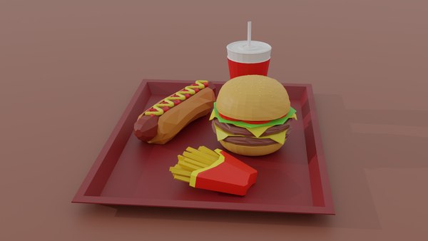 Fastfood burger hotdog fries 3D model - TurboSquid 1546533