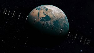 ALPHA EARTH PLANET WITH MOVABLE SPACESHIP