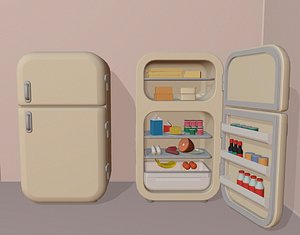 3D cartoon fridge food
