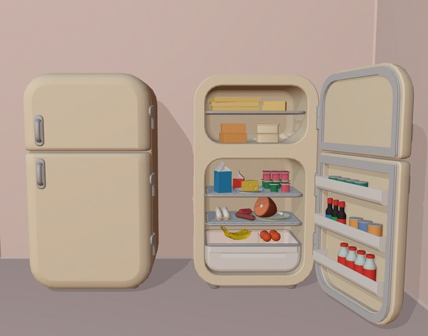 3D cartoon fridge food - TurboSquid 1621571