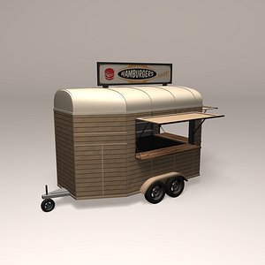 vintage mobile trailer bar 3D