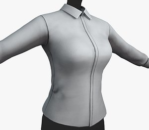 3D Female White Shirt Style 1