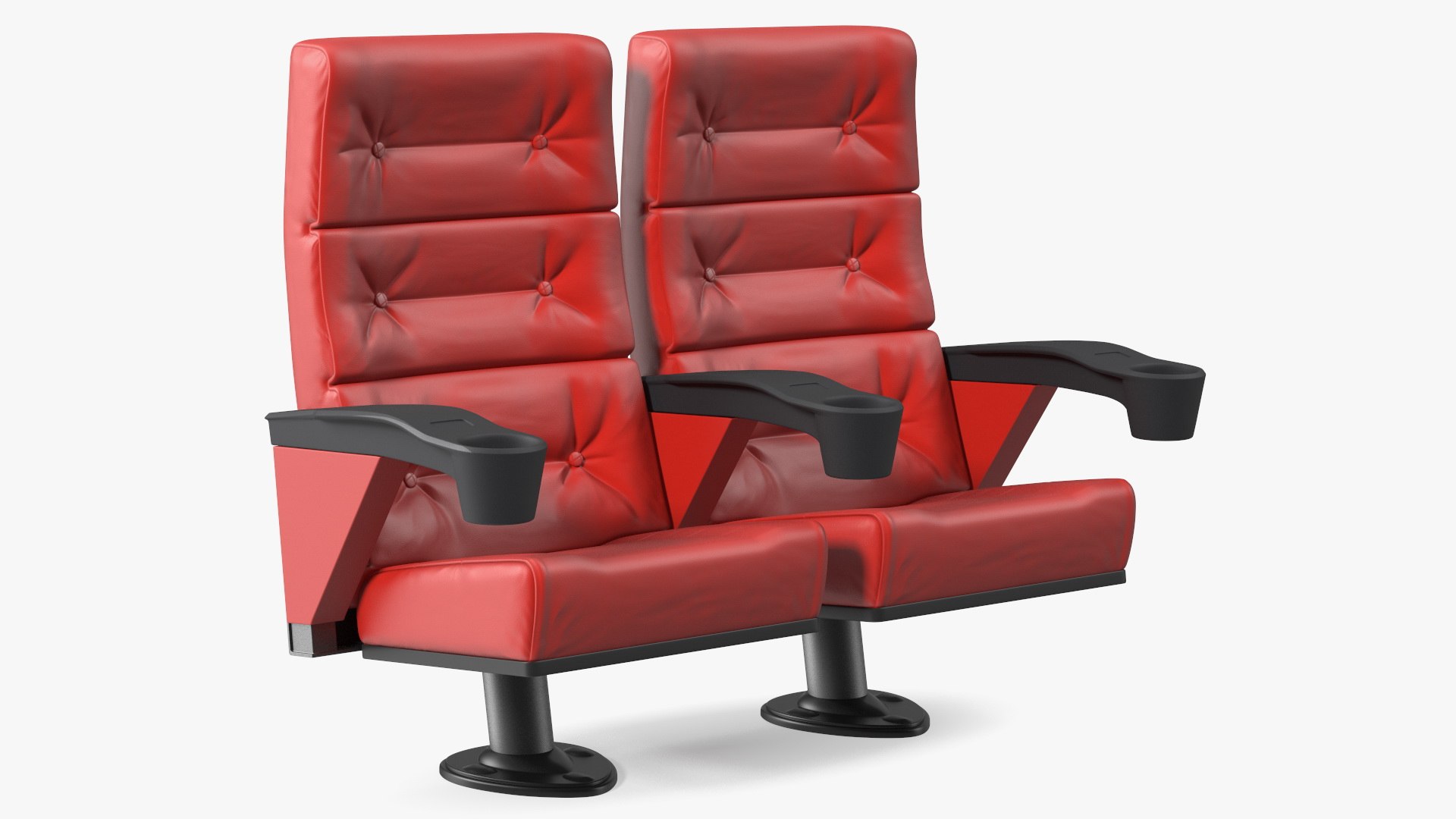 Leather Cinema Chairs for Two Places Red 3D model preview