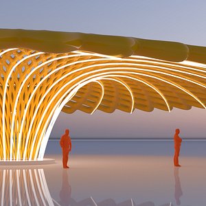 Floral outdoor umbrella structure