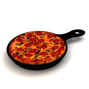 3D German Sausages and Salami Pizza model