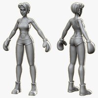 Boxer Girl - basemesh high-poly sculpt