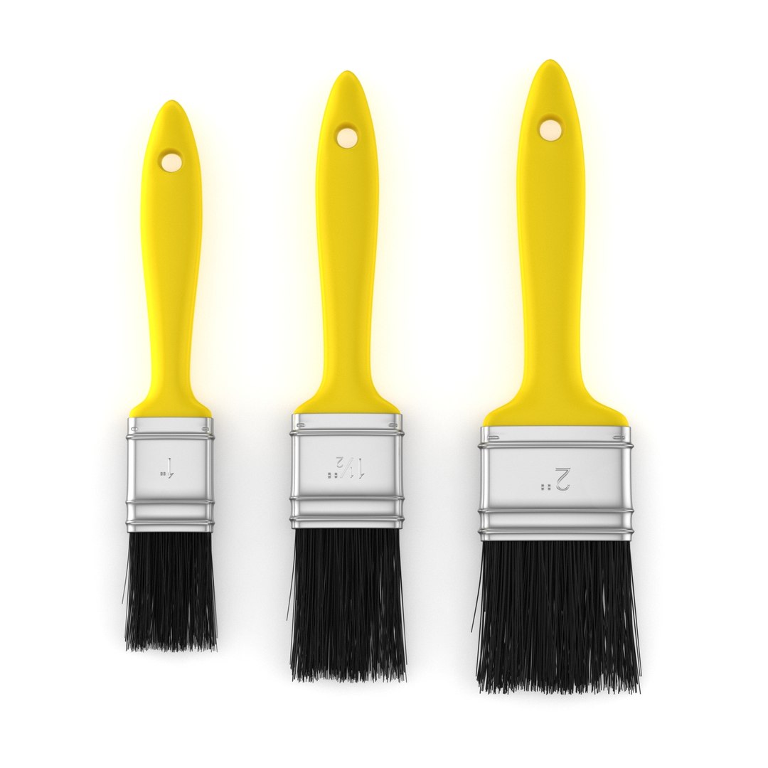 Three brush. Кисточка 3д модель. Модель кисти. Кисти 3d Max модель. Кисточка макет.