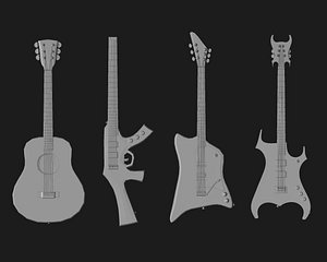3D model 30 electric guitar music instrument shapes IMM brush set Zbrush