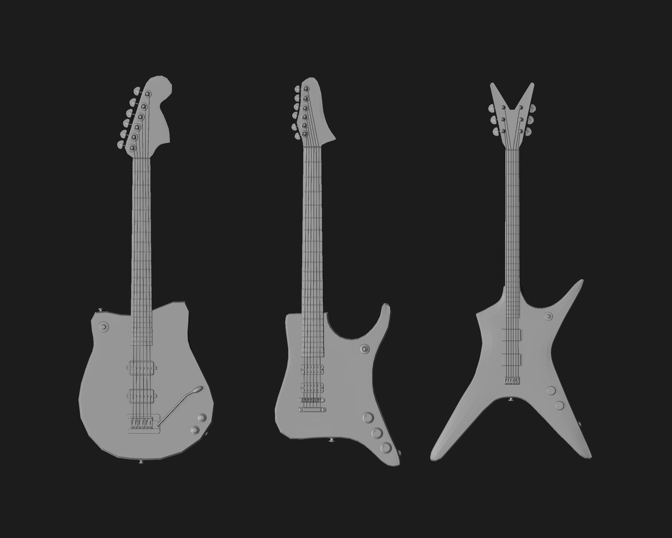 3D Model 30 Electric Guitar Music Instrument Shapes IMM Brush Set ...