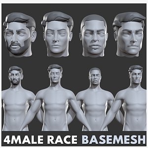 3D 4 Male Race BaseMesh model