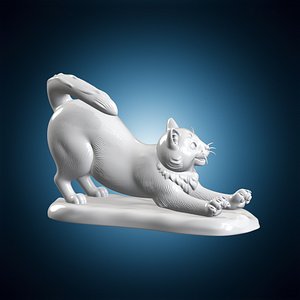 Playful Stretching Cat 3D Print Model