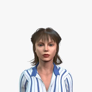 3D Model of a Girl Fully Rigged and Game and Animation Ready