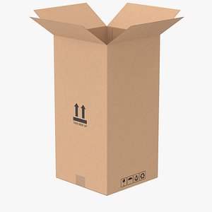 Cardboard Box 50x50x100 Half Open 3D