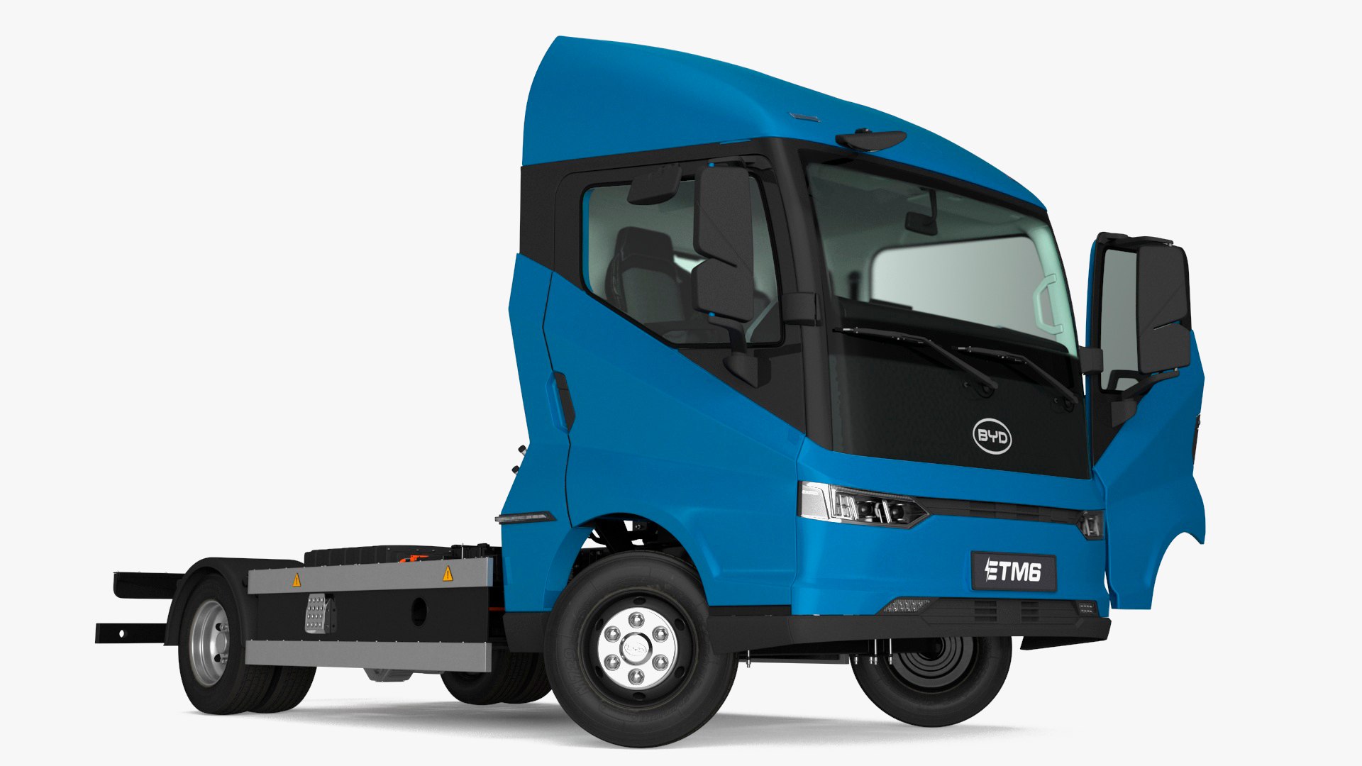 Truck BYD ETM6 Chassis Blue Rigged 3D model preview
