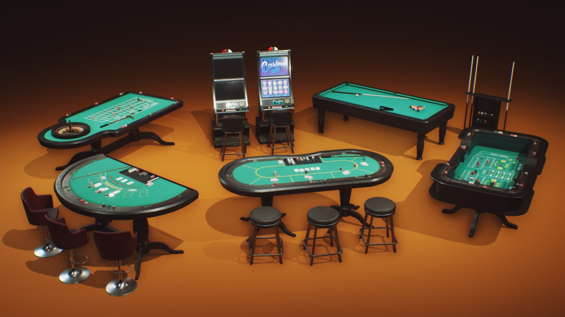 ArtStation - Billiard Table Pool table PBR texture 3D model