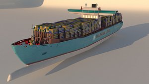 3D container ship emma maersk model