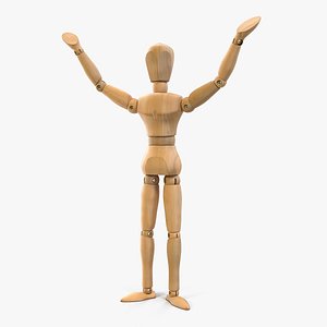 Small Wooden Dummy Doll Rigged 3D Model