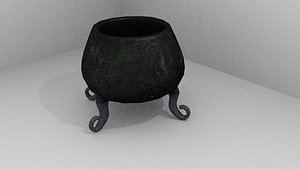 3d low-poly magic cauldron model