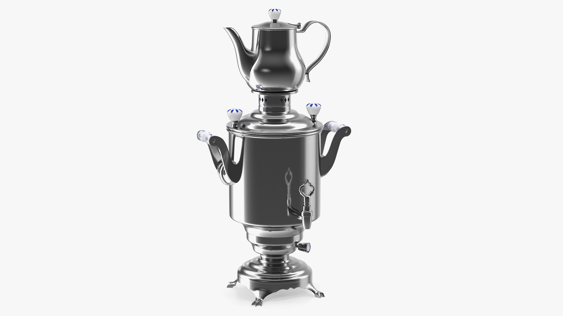 Modern Russian Samovar Set 3D model preview