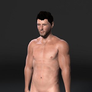 Animated Muscular Naked Man-Rigged 3d game character Low-poly 3D model