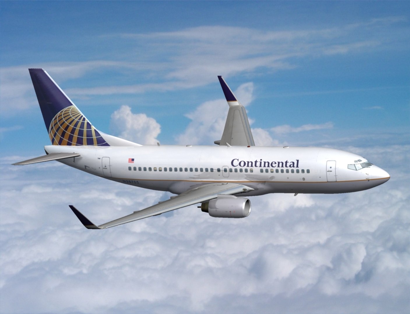 3ds B737-700 Continental Airlines 737