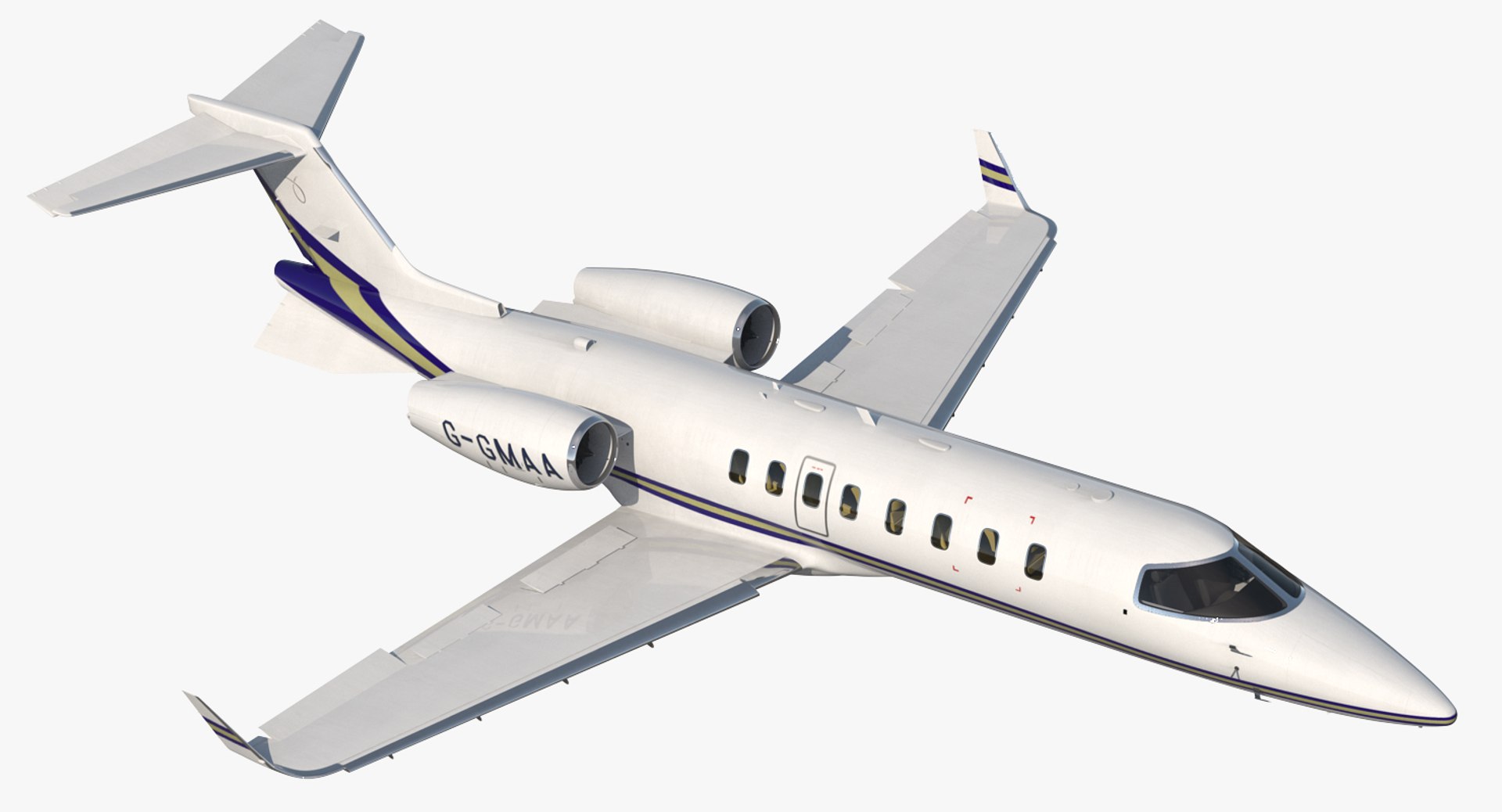 Business Jet Bombardier Learjet 45 Rigged 3D model preview