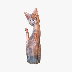 3D The cat ethnic statuette 01 hi-poly 3D model model