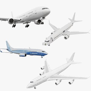 3D Boeing Realistic Airplane Collection 5 Models