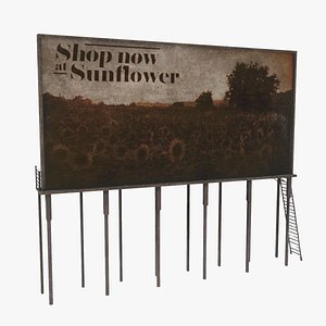 Low Poly Old Billboard 3D model