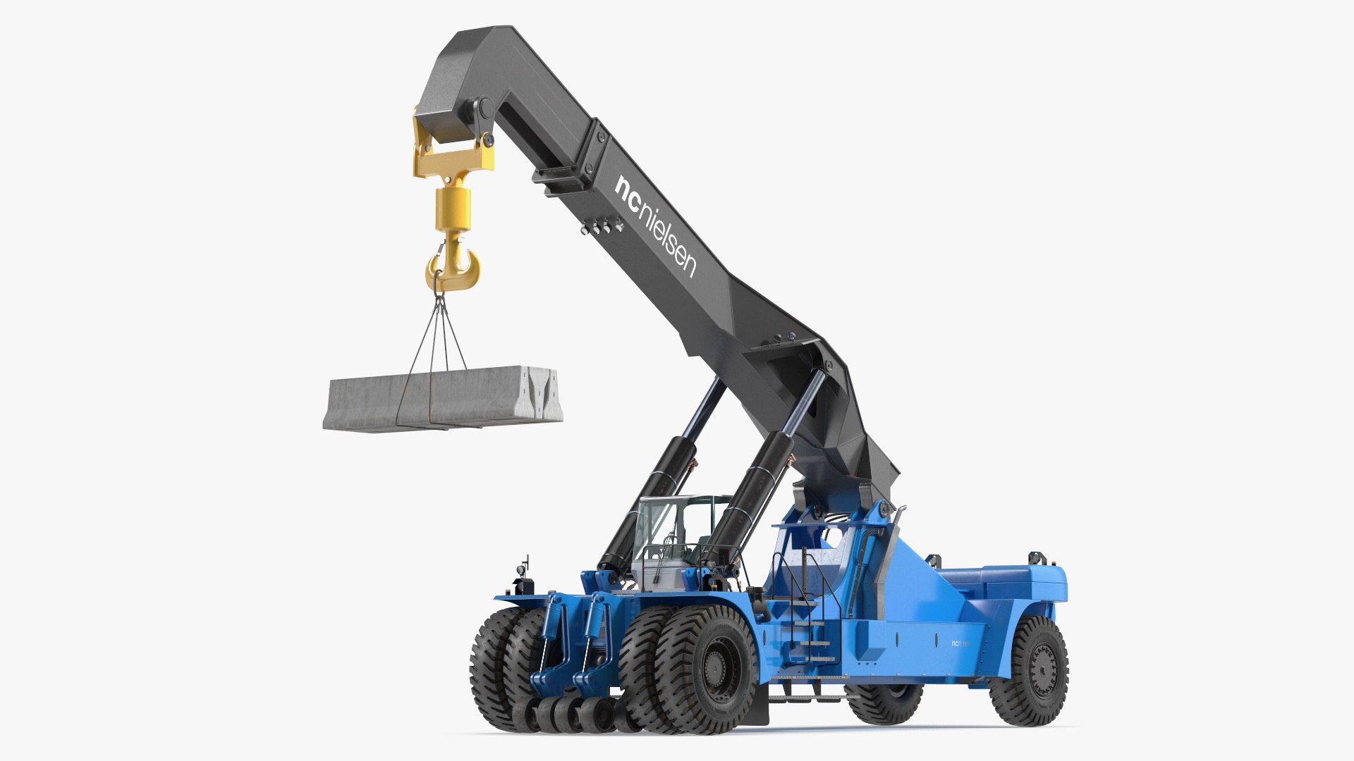 Reach Stacker Nielsen NCN 180TH Loading Concrete Barriers 3D model preview