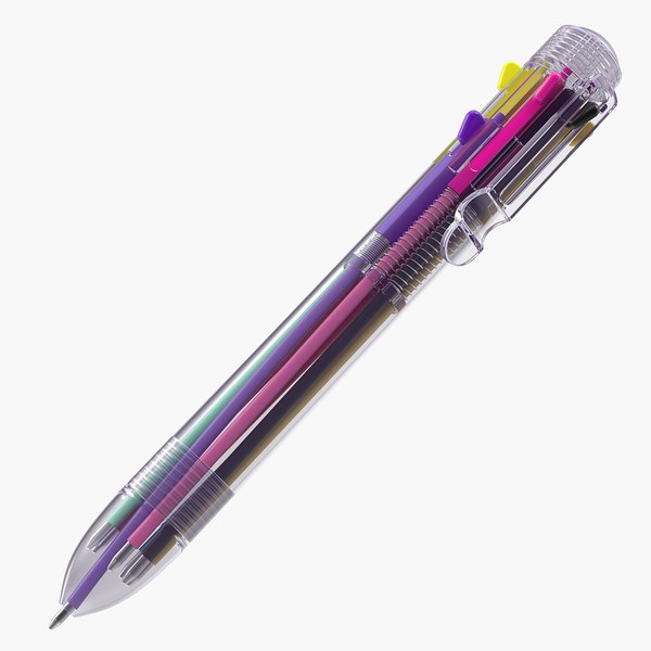 multicolorretractableclickballpointpen3d