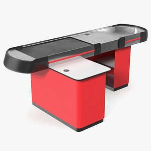 Small Retail Checkout Counter Red