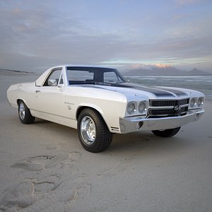 3D White Chevrolet El Camino SS 1970 Simplified