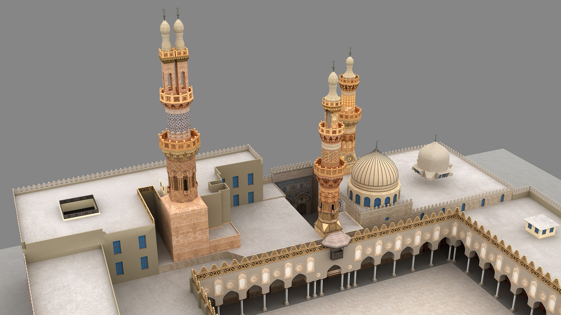 3D Al-Azhar Mosque Egypt model https://p.turbosquid.com/ts-thumb/WX/mgKNY1/7v/alazharmosque_010005/jpg/1752903269/1920x1080/fit_q87/076643cc79400a07d7075fe6c62ea7905d944af4/alazharmosque_010005.jpg