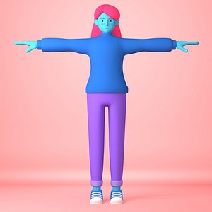 Cartoon Character young woman