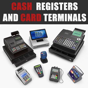 3D model cash registers card terminals