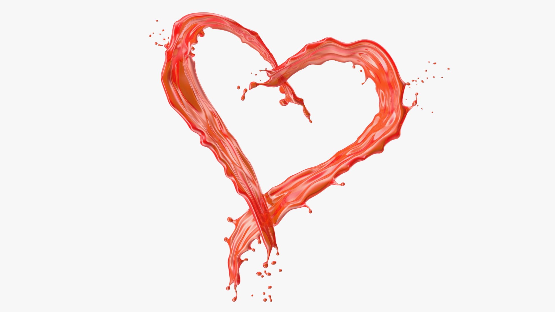Red Liquid Heart Shaped Splash 3D model preview